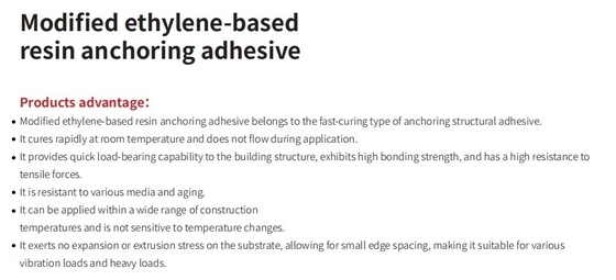 Fast Cured MT-360S Epoxy Resin For Modified Ethylene-Based Chemical Anchor Fixing